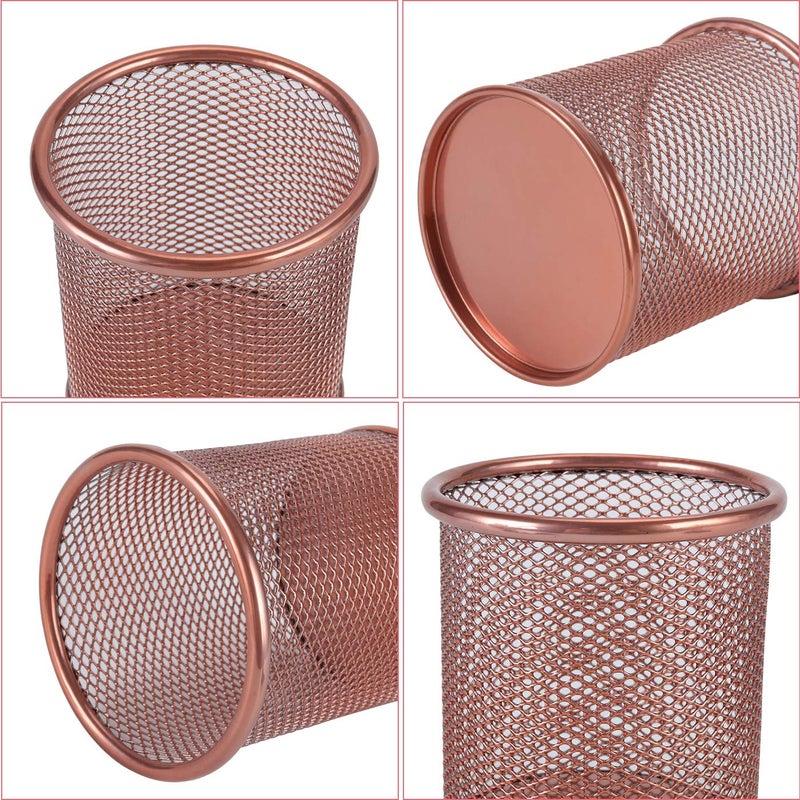 PAG Pencil Holder for Desk, 2 Pack Desktop Pen Cup, Office Supplies Rose Gold Desk Organizers and Accessories Organization, Makeup Brush Holder, Copper - Image 3